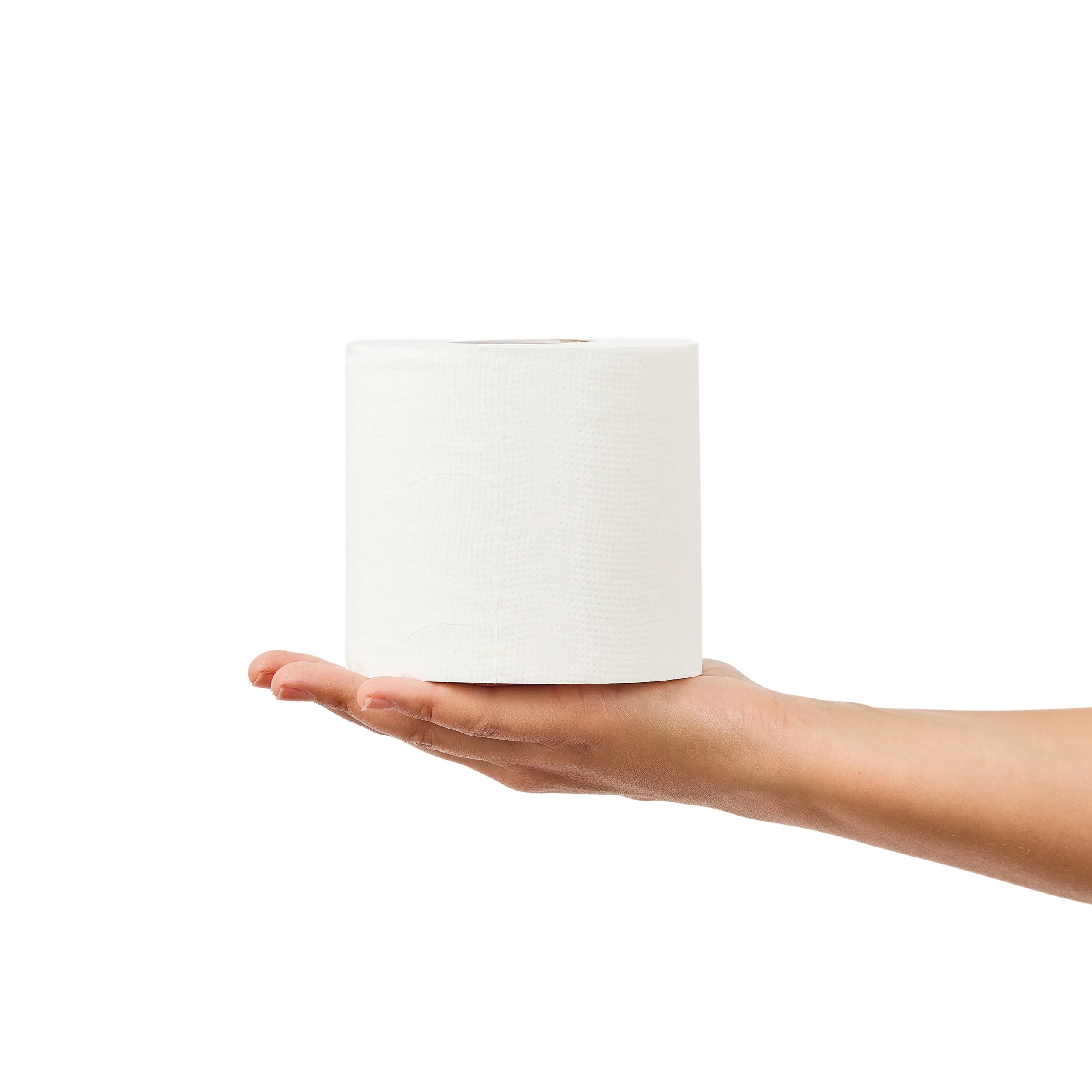 hand holding bamboo toilet paper