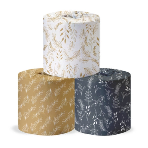 Bamboo toilet paper with festive wrappers