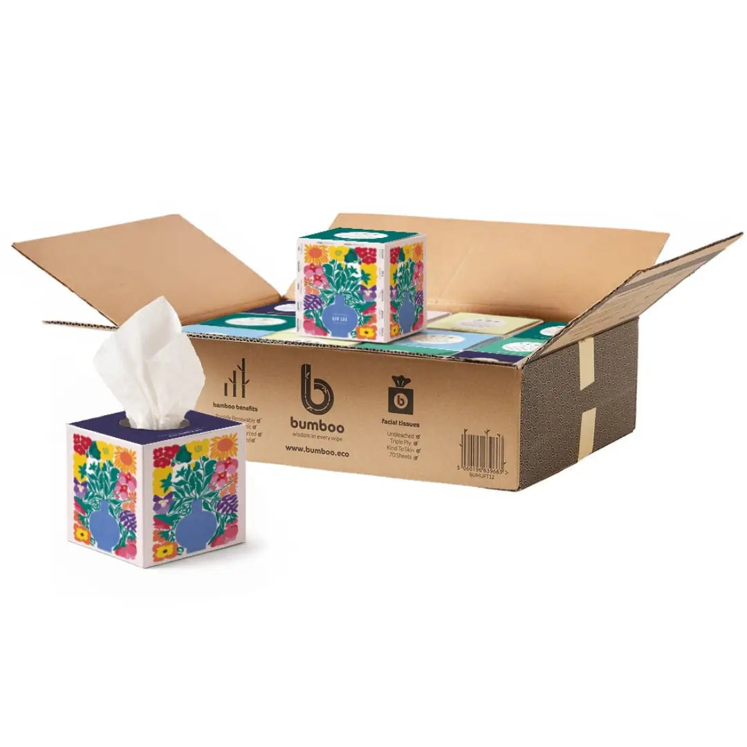 zodiac flower bamboo facial tissues - 12 boxes