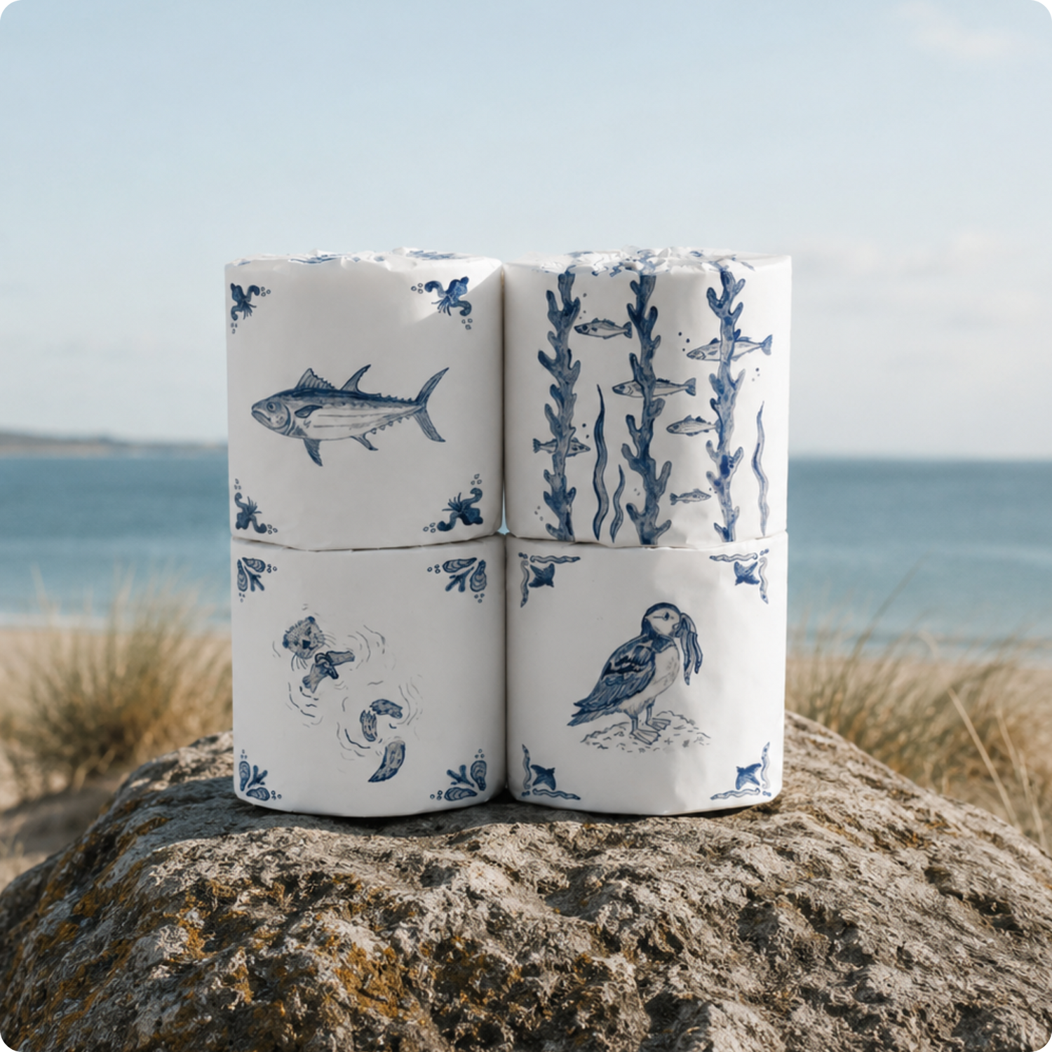 English Delft wrapped bamboo toilet paper