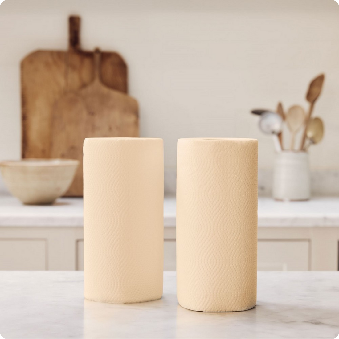 bumboo unwhitened kitchen roll on kitchen surface