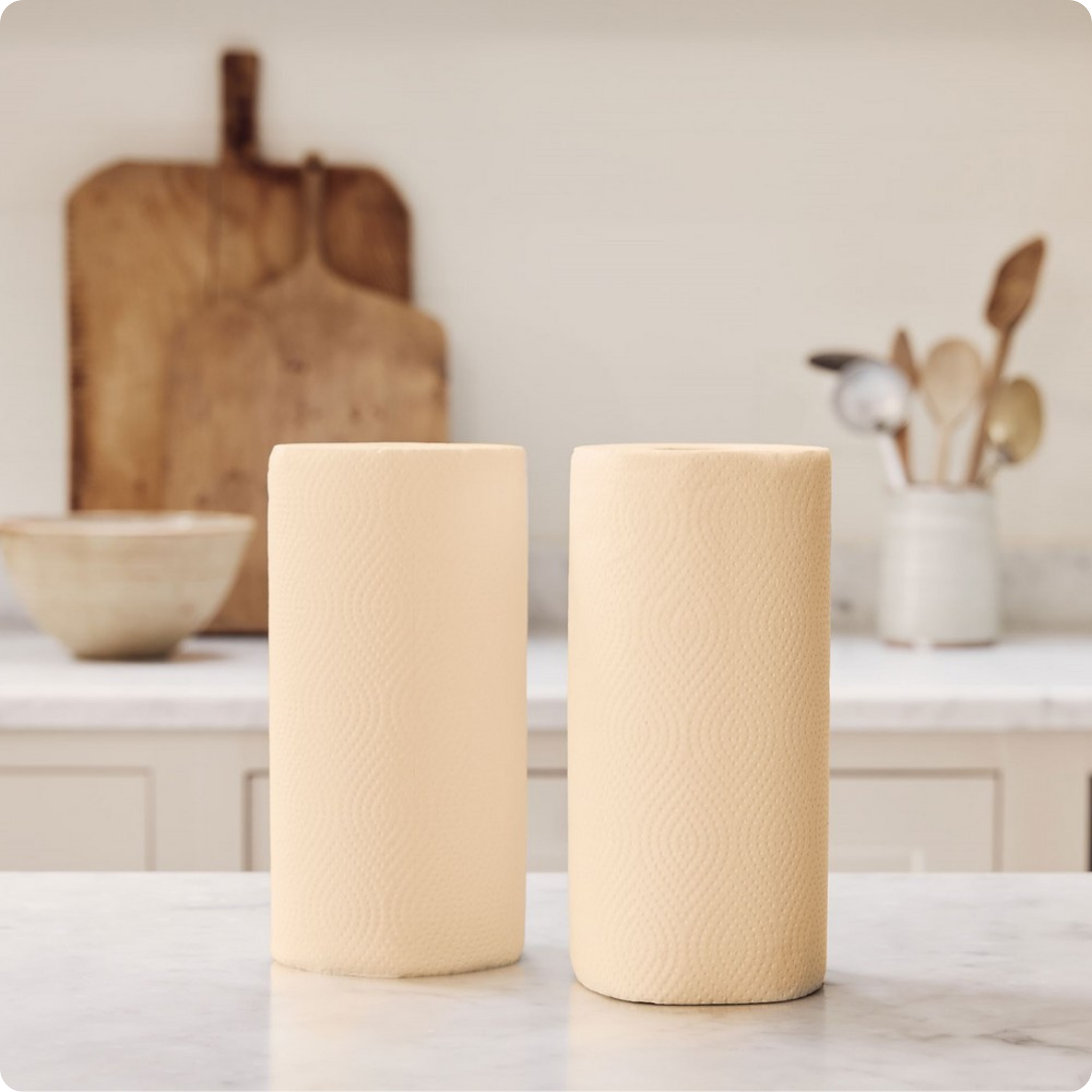 bumboo unwhitened kitchen roll on kitchen surface
