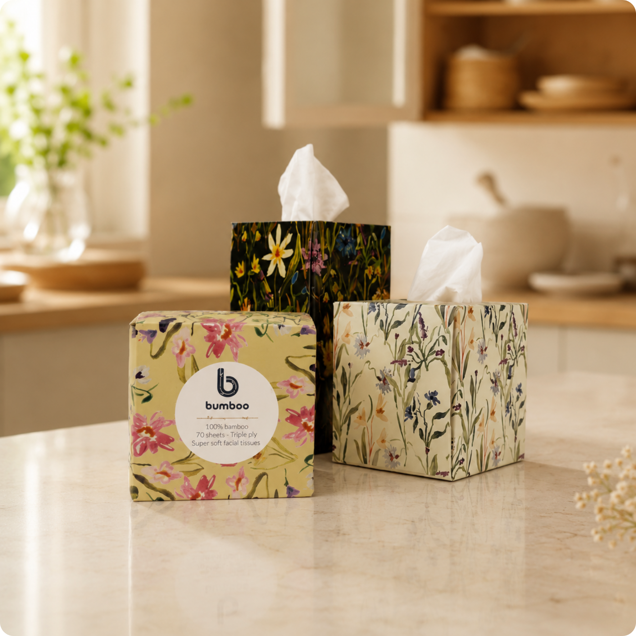 wildflower bamboo facial tissues