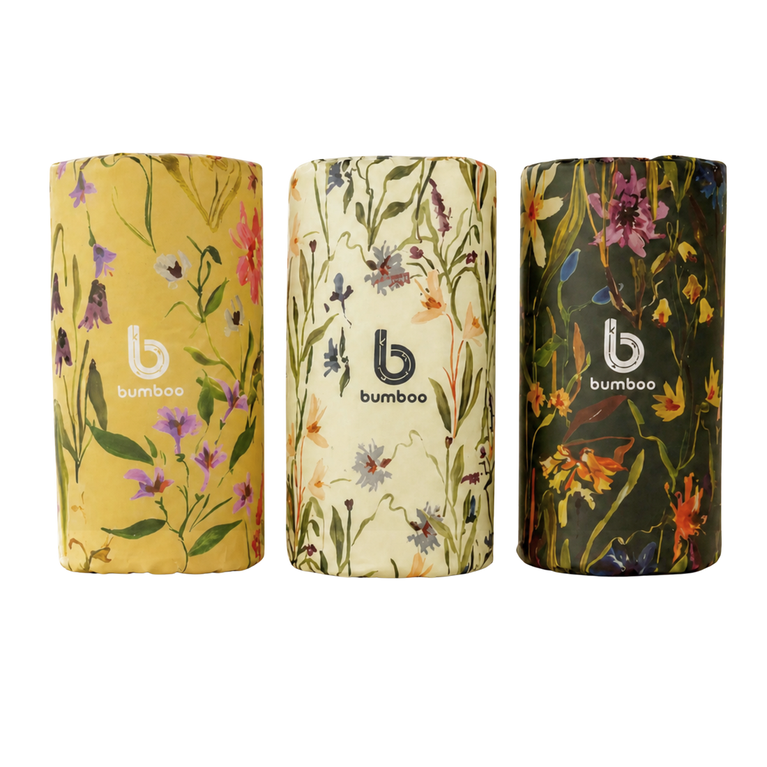 Three kitchen roll with floral designs and &