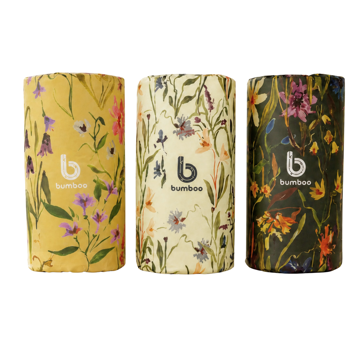 Three kitchen roll with floral designs and &