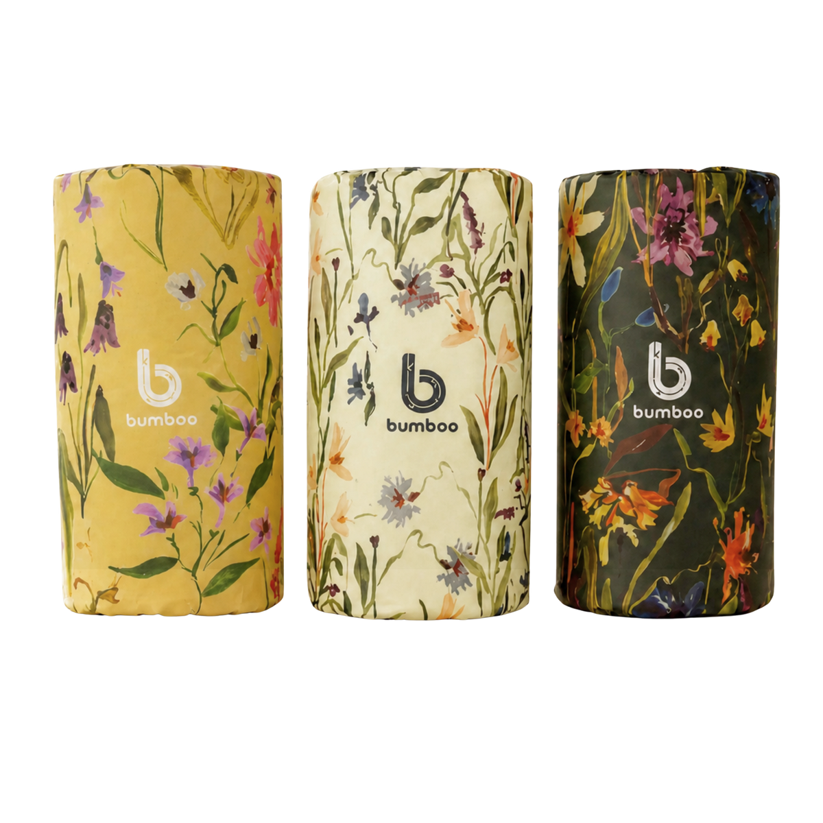 Three kitchen roll with floral designs and &