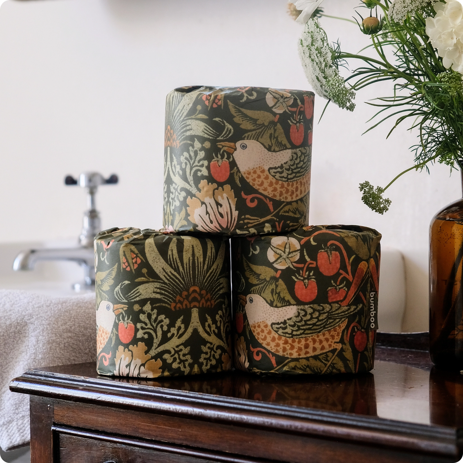 William Morris wrapped bamboo toilet paper