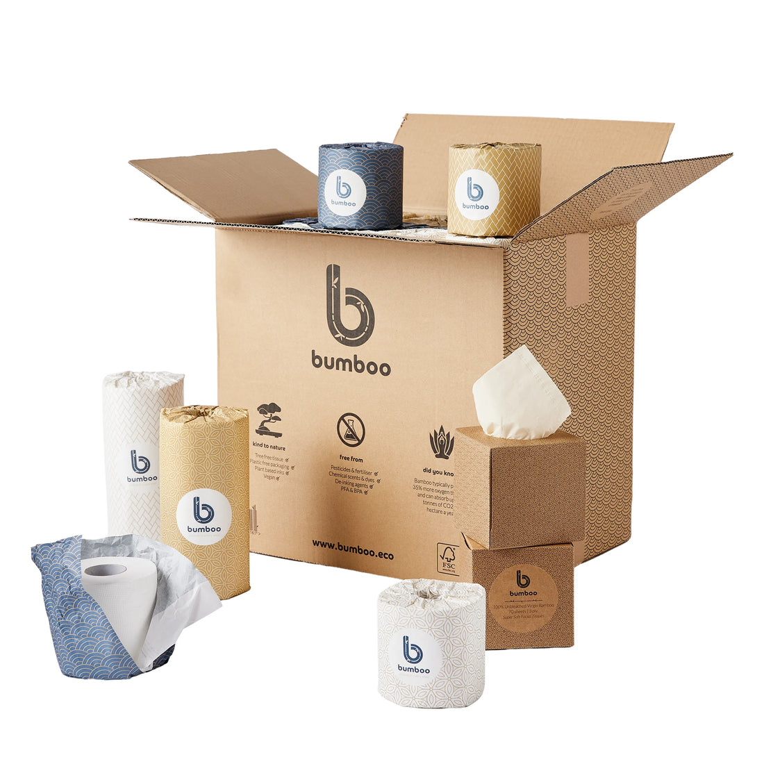 wrapped bamboo variety box - face, toilet &amp; kitchen 33 pack - Gift