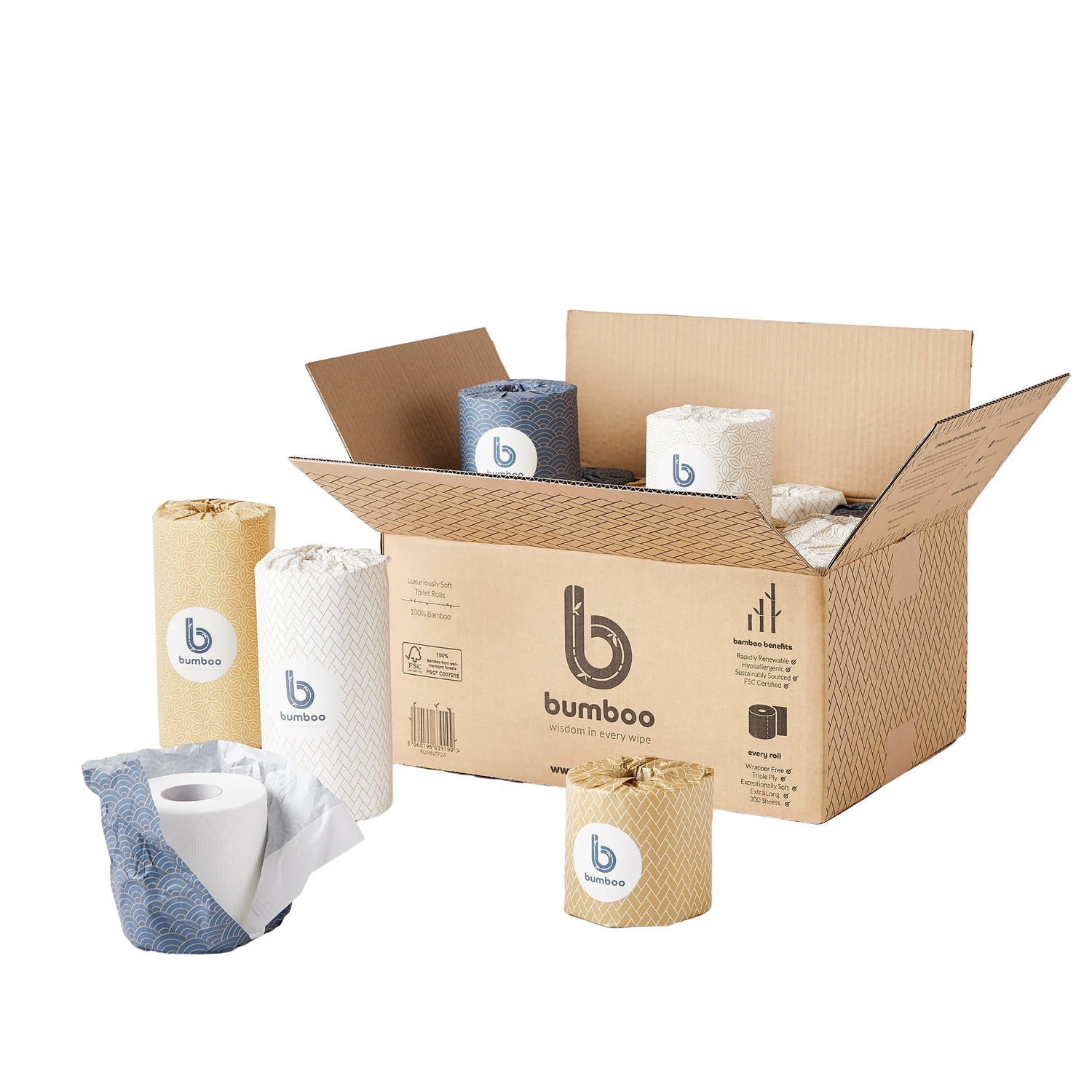 wrapped bamboo mixed box - toilet &amp; kitchen 20 pack