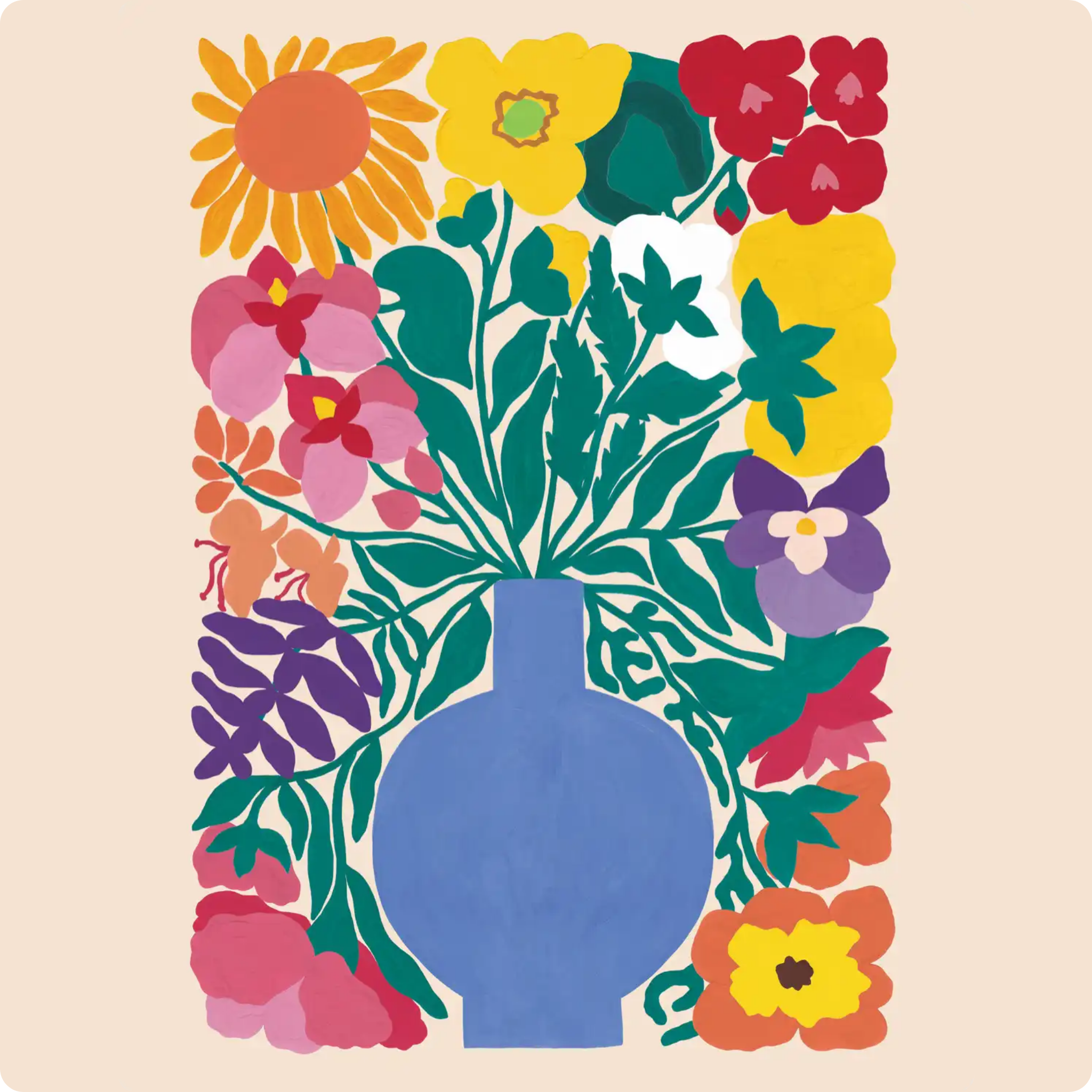 Painted flowers in vase