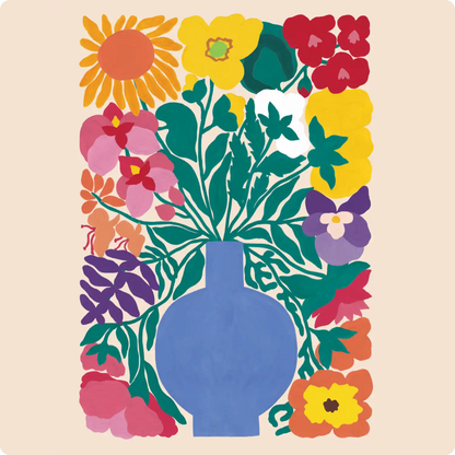 Painted flowers in vase