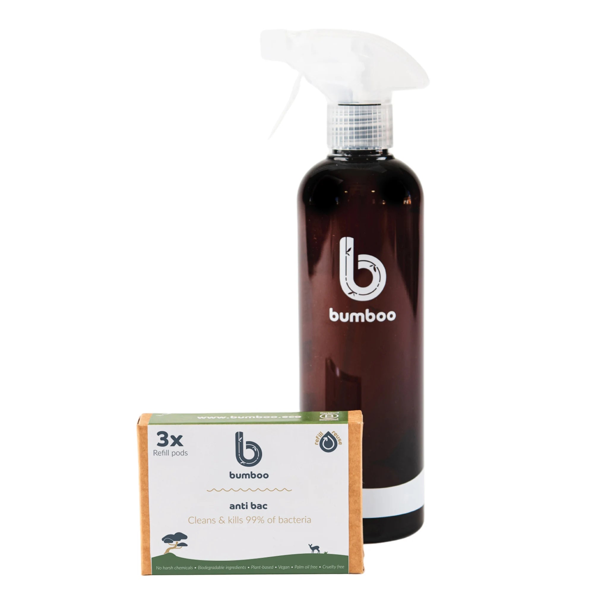 antibacterial cleaner spray bottle & refill pods