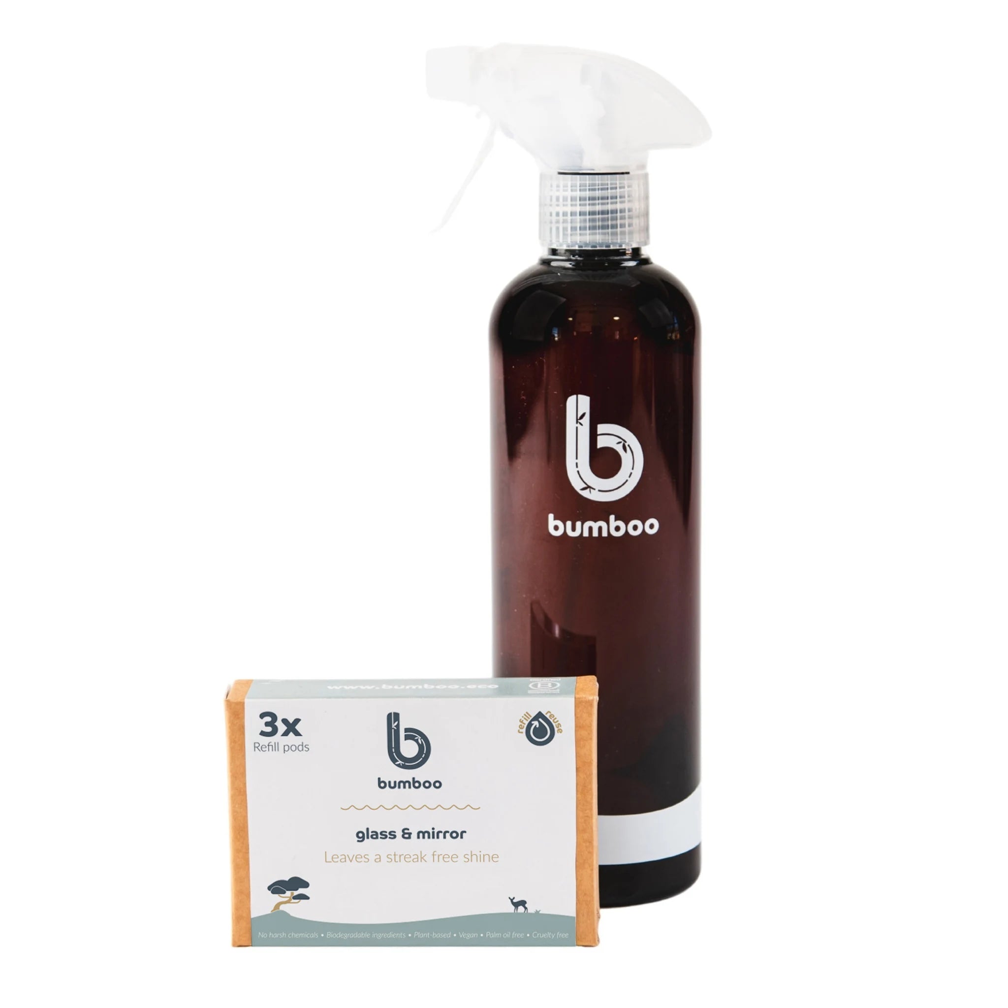 glass & mirror cleaner spray bottle & refill pods