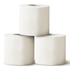 Stack of soft white 3 ply bamboo toilet rolls