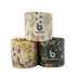 Stack of floral wrapped bamboo toilet paper