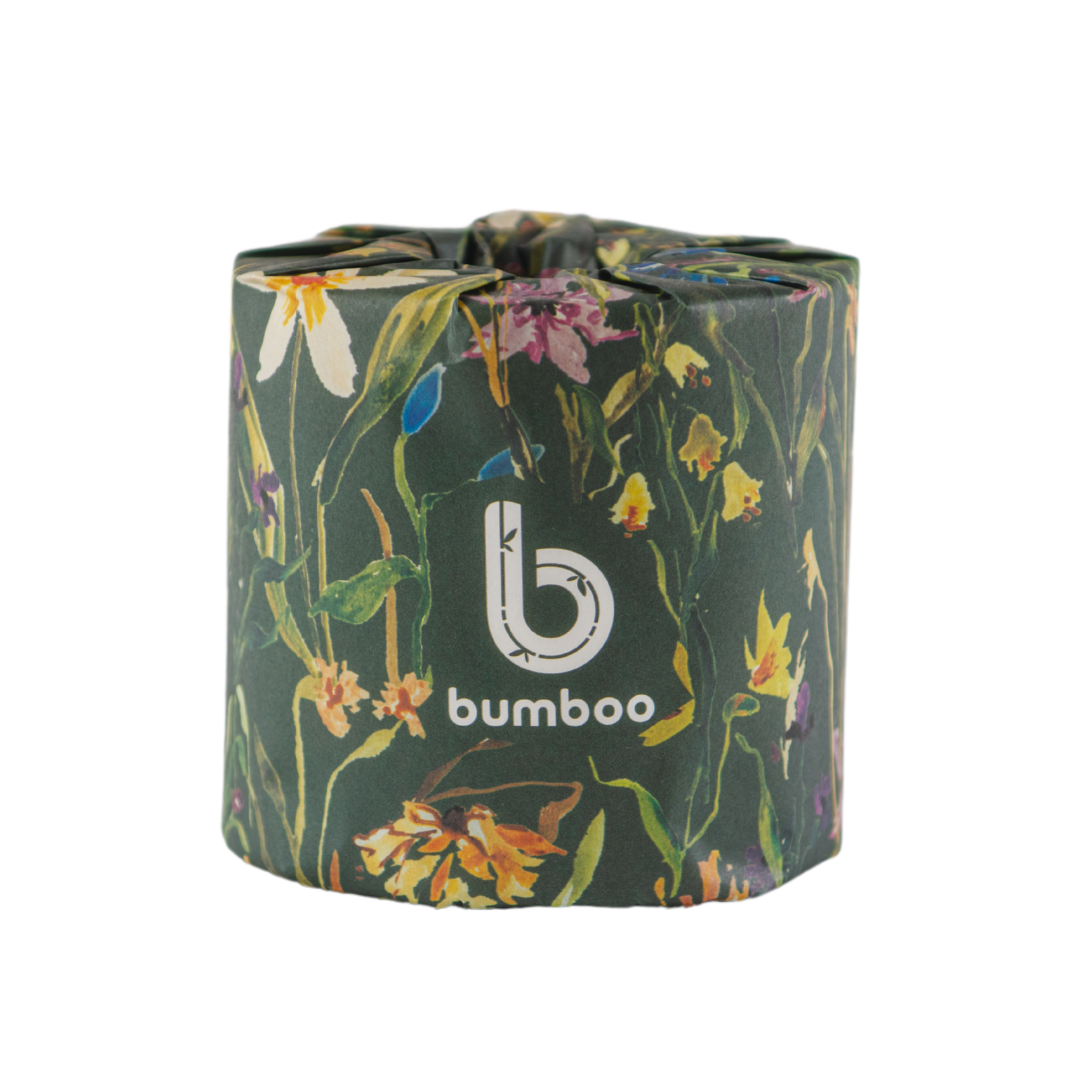 Roll of toilet paper with floral design and &