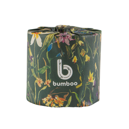 Roll of toilet paper with floral design and &