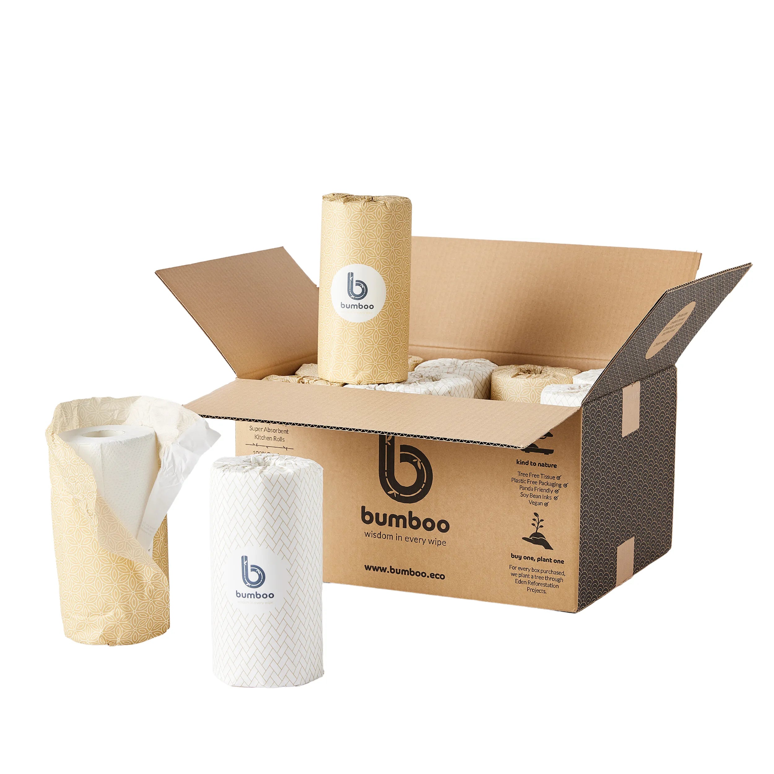 box of wrapped bamboo kitchen paper towels 